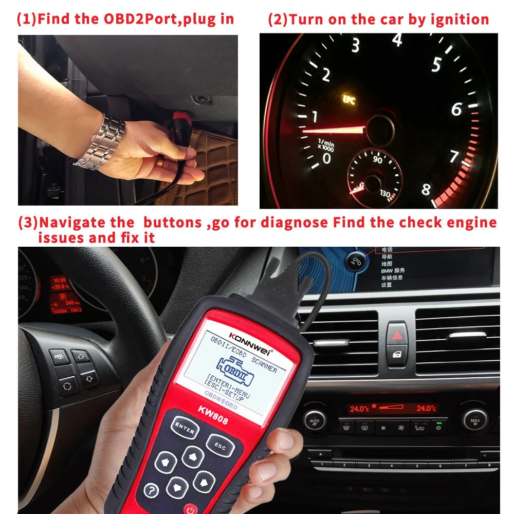 2026 novo konnwei kw808 carro obd2 scanner de diagnóstico leitura automática leitor código falha clara verificar luz do motor ferramenta diagnóstico para carros - Image 2