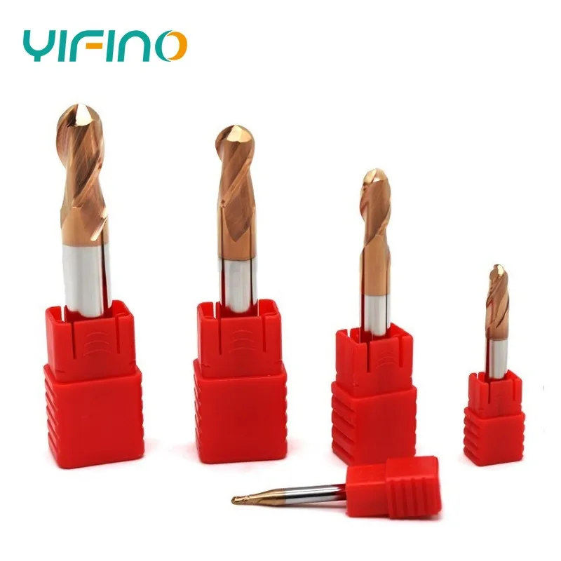 YIFINO HRC55 2-Flute Milling Cutter Tungsten Steel Carbide Ball Nose End Mill For CNC Mechanical Metals Machining Endmills Tools - Image 3