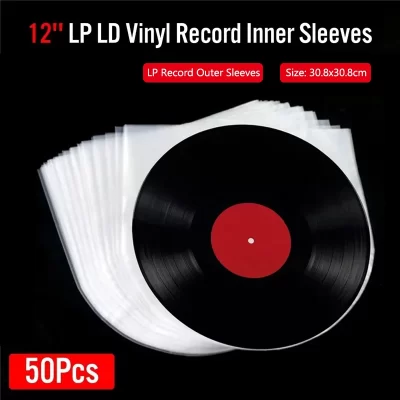 50 pçs 12 polegada protetor de registro de vinil lp registro sacos de plástico anti-estático mangas de registro exterior interior plástico transparente capa recipiente
