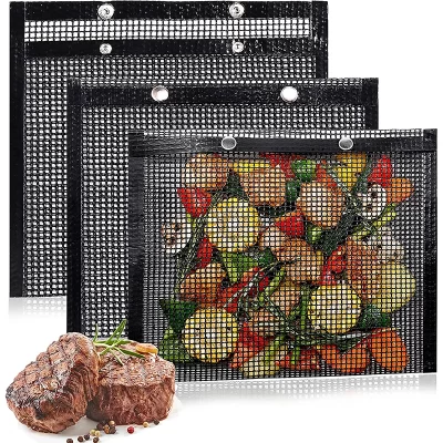 Lmetjma sacos de grelha de malha de ptfe reutilizáveis antiaderentes sacos de churrasco para fumantes de gás de carvão churrasco sacos de grelha de vegetais jt41