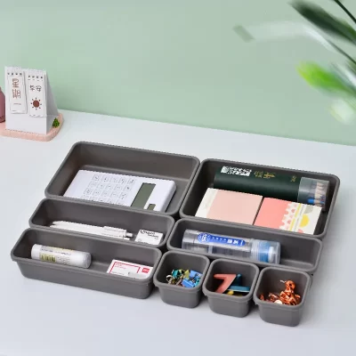 Combo gaveta organizadores separador mesa de escritório em casa caixa de armazenamento de papelaria para cozinha feminino caixas organizadoras de maquiagem para etiquetas de cachorro