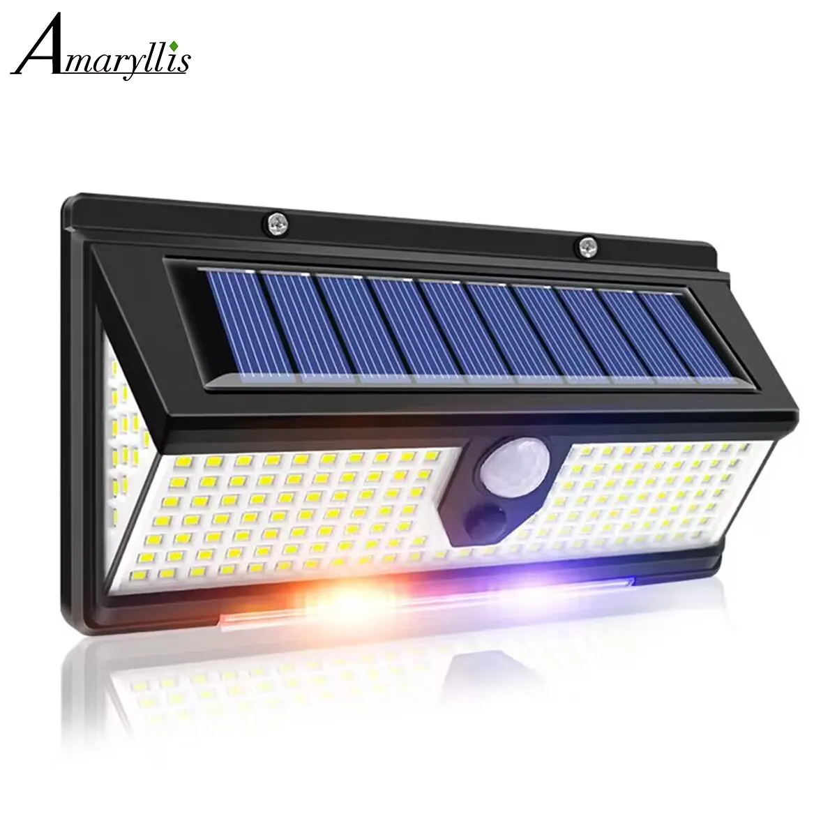 Luz solar solar ao ar livre com sensor de movimento, decoração do jardim, lâmpada de parede, 4 Mode, IP65 impermeável, porta do quintal, 190LED