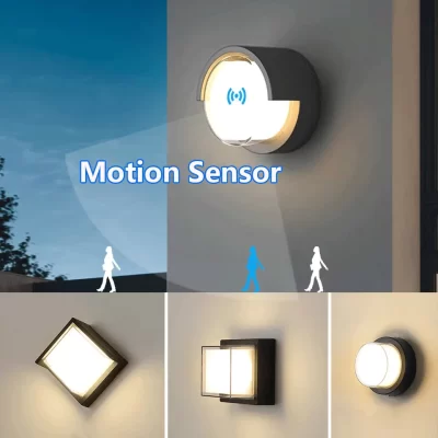 Lâmpada de parede led moderna sensor movimento interior/exterior AC85-265V 6w 12w luz parede à prova dip66 água ip66 para jardim rua caminho decoração