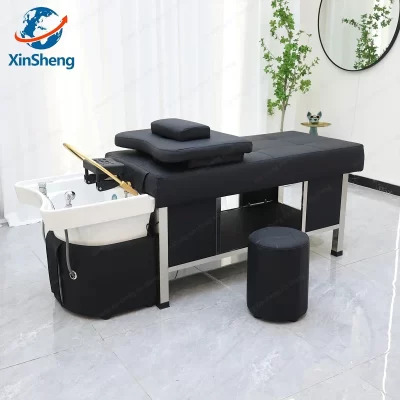 Xinsheng lavagem de cabelo e fumigação shampoo cama cabeça spa salão estação mesa massagem camas barbeiro móveis comerciais