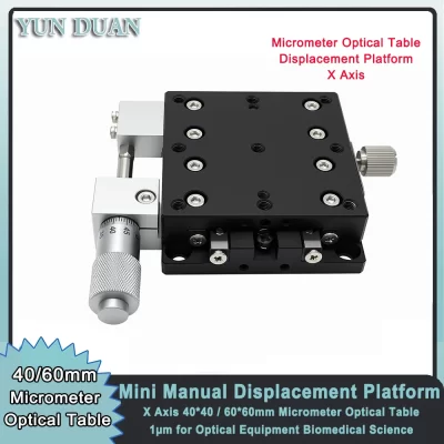 X Axis 40/60mm Mini Manual Optical Displacement Platform Micrometer Linear Guides High Precision Adjustable Sliding Stage LGX40