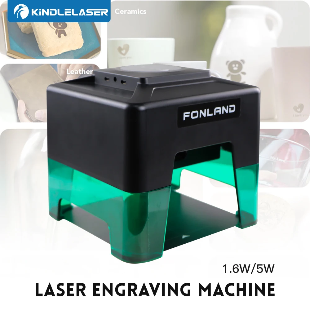 KINDLELASER XN001 Gravador a laser DIY Máquina de gravação a laser rápida Mini Logo Mark Impressora de vidro Cortador para carpintaria Madeira Plástico