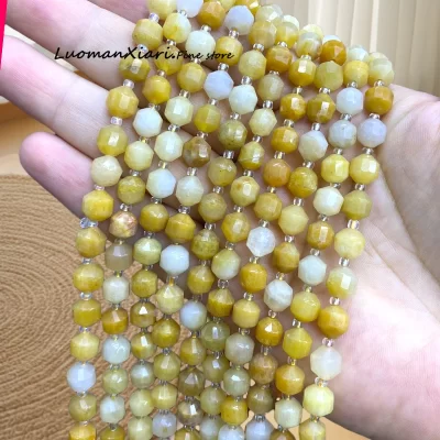 Pedra natural 8mm cilindro de cone facetado amarelo topázio jade contas espaçadoras soltas para fazer jóias diy pulseira encantos acessórios