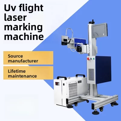 Máquina de marcação de máscara de saco plástico com data de gravação de garrafa voadora a laser UV Máquina de codificação de linha de montagem