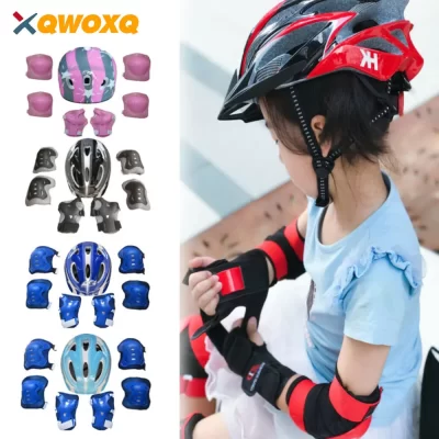 7 Pçs/Set Crianças Patinação Bicicleta Capacete Joelho Guarda de Pulso Cotovelo Pad Set para Crianças Ciclismo Sports Protective Guard Gear Set