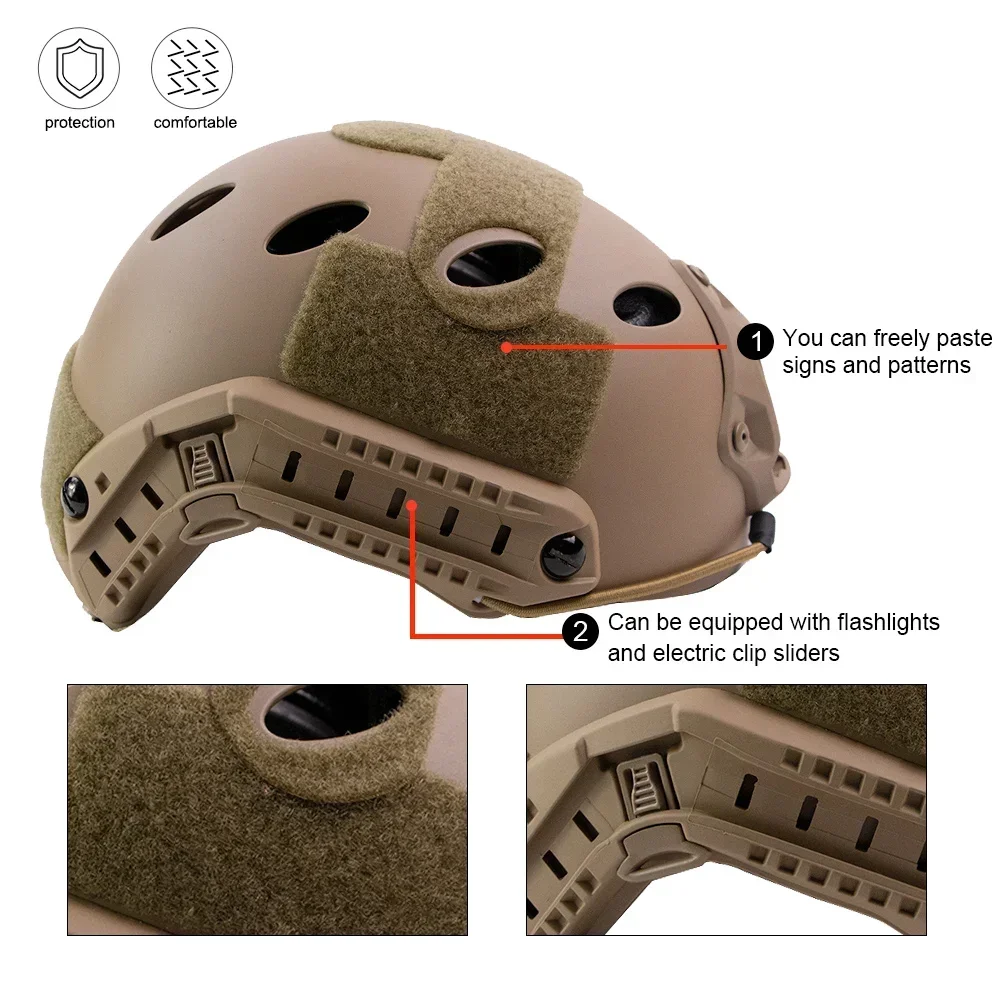 Capacete rápido airsoft mh capacete abs novo engrossado ao ar livre pj pistola de ar tiro cs equipamentos de proteção para adulto jogo de guerra cosplay - Image 4