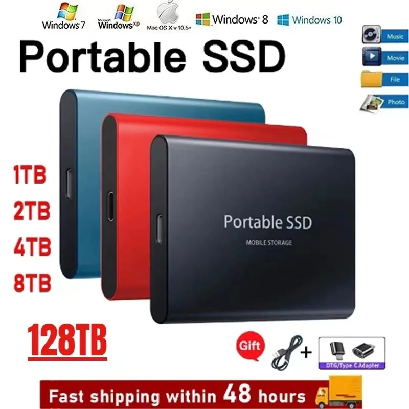 High-speed External Hard Drive 1TB 2TB 4TB Portable SSD Type-C Interface USB3.1 Hard Disk Solid State Drive for xiaomi Laptop PC