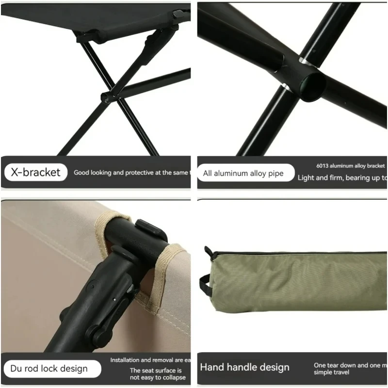 Camping Chair Long Stool Outdoor Picnic Portable Beach Chair Lightweight Collapsible Double Aluminum Alloy Folding Stool - Image 5