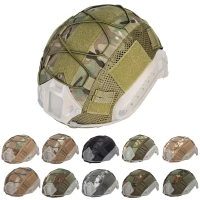 Booiu capa de capacete tático para mh pj bj ops-core capacete rápido caça cs camo airsoft paintball capa de capacete com cabo elástico