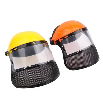 Chapéu de capacete de segurança com máscara protetora de malha facial completa para aparador de grama de jardim cortador de escova proteção florestal