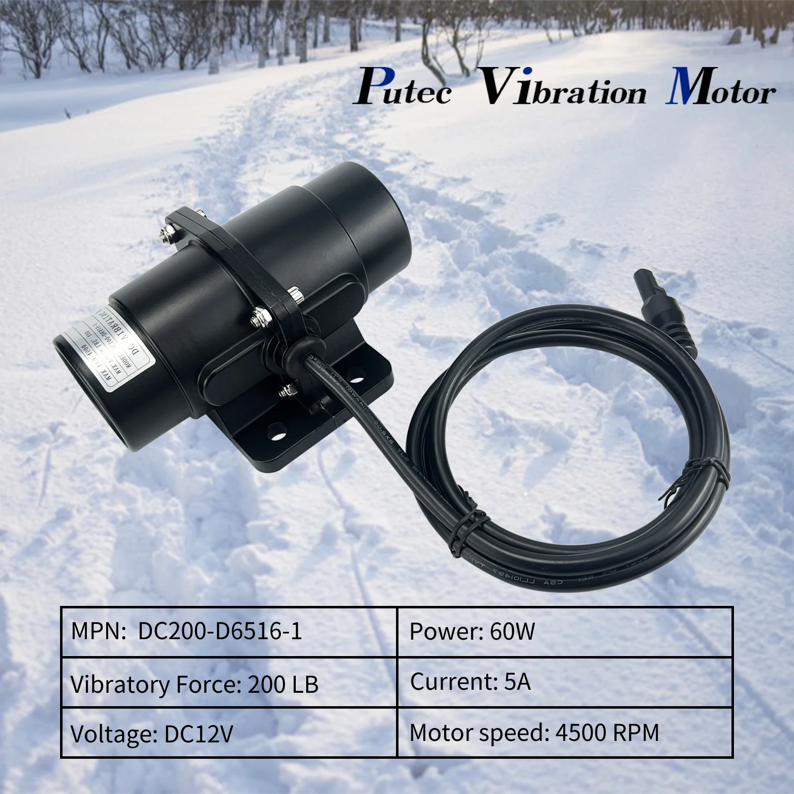 Petec Vibration Motor Brush Vibrator Motors for Salt&Sand and Concrete Mixer DC 12V 4500RPM Vibrating Force 200lbs 100lbs - Image 4