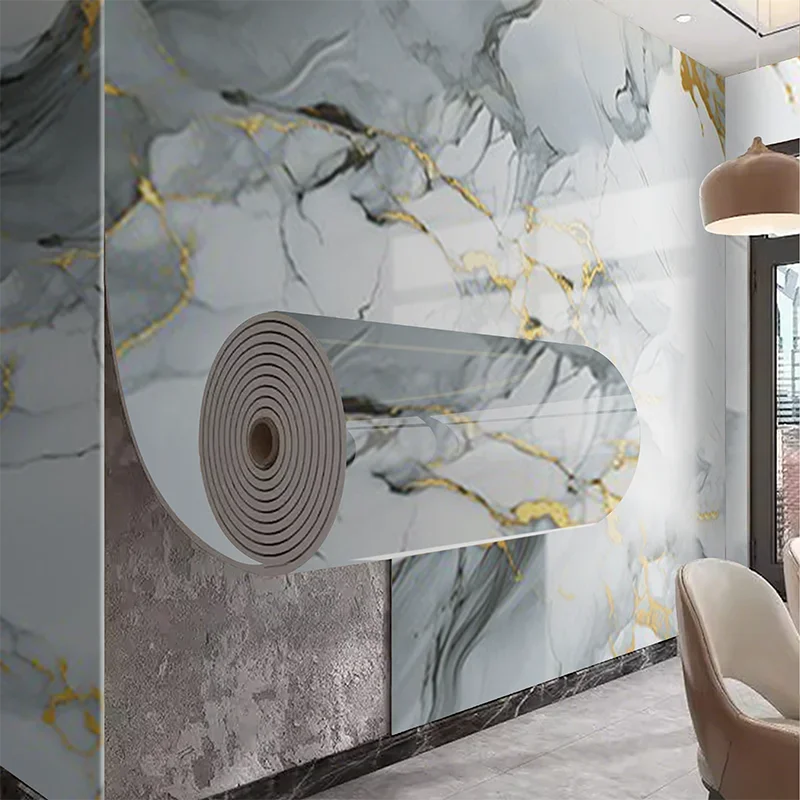 Painel de parede com padrão de mármore estilo europeu, casca e bastão, papel de parede decorativo, arte de parede para sala de estar, quarto, decoração de casa - Image 3