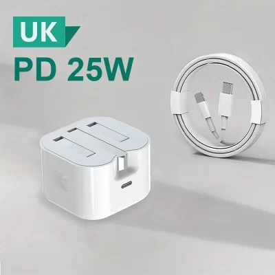 UK USB C Carregador para iPhone 15, 14, 13 Pro, QC3.0 Carga Rápida, PD 25W, Tipo C, Carregamento Rápido, Carregador de Parede de Viagem, Adaptador de Energia