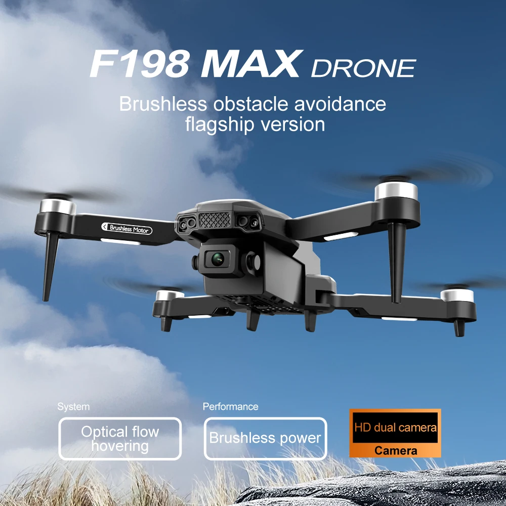 New F198 Drone Professional Dual Camera With 1080P WIFI FPV HD Aerial Photography Wide Angle Brushless RC Foldable Quadcopter - Image 2