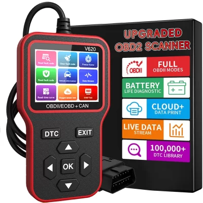 Ferramenta de diagnóstico de scanner OBD2, verificação de leitor de código de carro com luz de motor com reinicialização, testador de bateria, dados ao vivo, quadro de congelamento, I/M