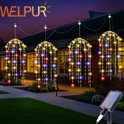 4 pçs suspenso solar ao ar livre medusa luzes natal dia das bruxas decoração do feriado luzes para quintal beirais jardins árvores decoração