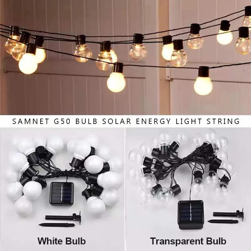 G50 lâmpadas luz ambiente led luzes da corda de fadas ao ar livre luz solar festa casamento natal casa decoração do jardim - Image 5