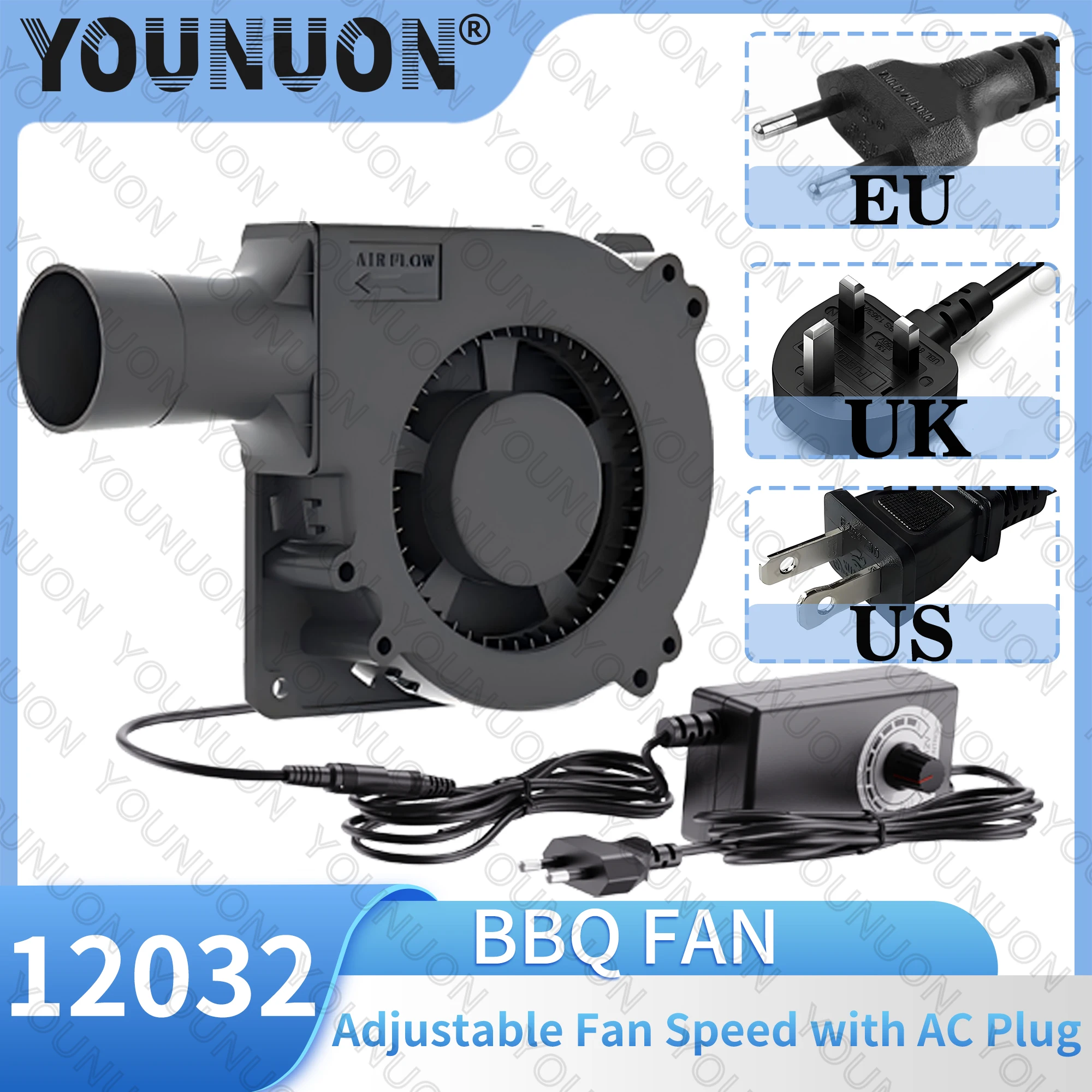 Ventilador ajustável para churrasco, 120mm, aquecedor, ventilador de ar, controlador de velocidade de cozinha, máquina portátil ao ar livre