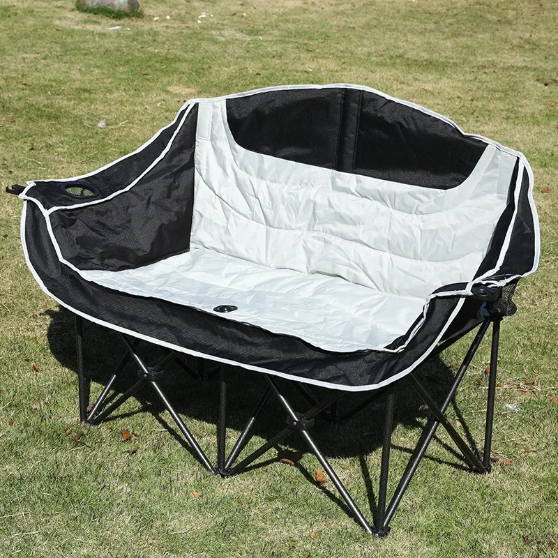 Outdoor Camping Thicked Folding Chair Double Portable Leisure Fishing Chair with Armrests Comfortable Home Balcony Stools - Image 2