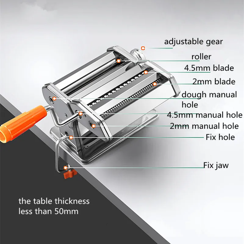 Split Type Noodle Maker Manual Pasta Noodle Pressing Machine Stainless Steel Dough Pressing Machine - Image 4