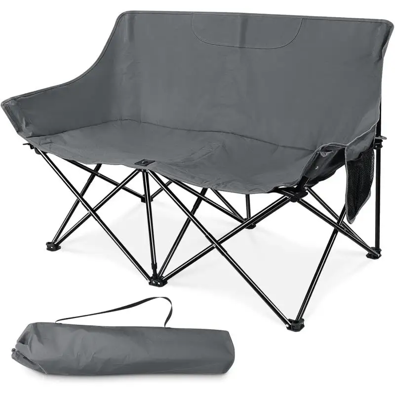 Folding Camping Chair Portable Double Seat For Adults Heavy Duty Outdoor Loveseat Durable Foldable For Camping Patio Beach - Image 4