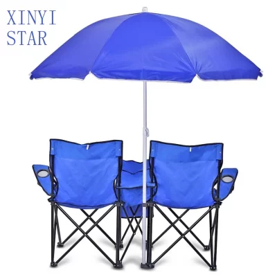 Folding reclining beach camping chairs for the double seat of the Love Beach, portable with umbrella
