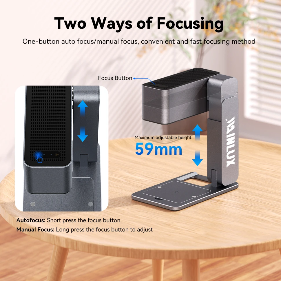 Walinux z3 cortador de gravador a laser impressora alta precisão 60w máquina gravura dobrável foco automático 600 mm/s para vidro acrílico - Image 4