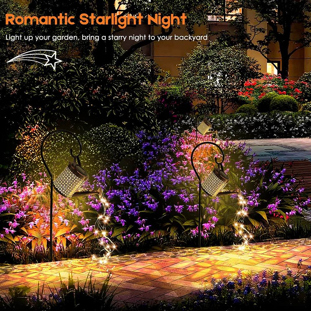 Solar Rega Pode Pendurar Luz, Chaleira Lanterna, Impermeável Jardim Decoração, Metal Retro Lâmpada, Mesa ao ar livre, Pátio Lawn Yard - Image 3