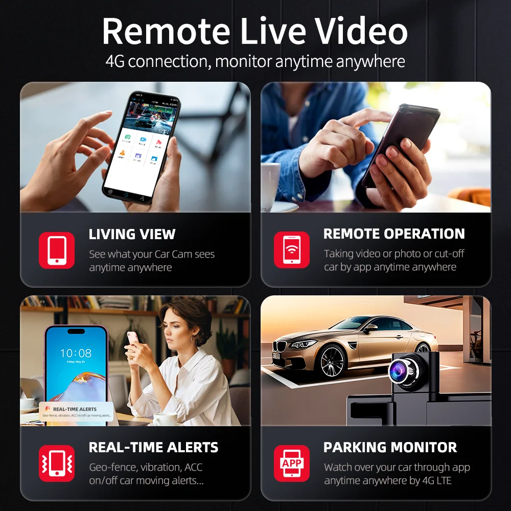 Imagebon M70 11.4" 4G Android 14 8+128G Dashcam 8 Core Wireless CarPlay & Android Auto Split Screen Remote Monitoring Car DVR - Image 4