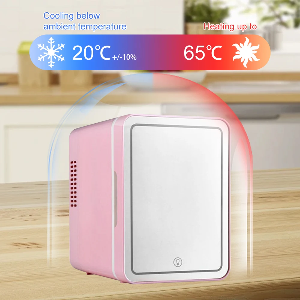 4L car mini beauty refrigerator, adjustable LED light mirror, small portable beauty refrigerator freezer for household cars. - Image 3