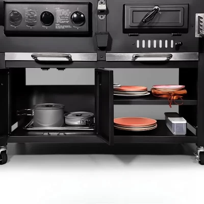 Grelha de churrasco ao ar livre para pátio de carbono e gás, churrasqueira a gás para villa doméstica, grande churrasco americano