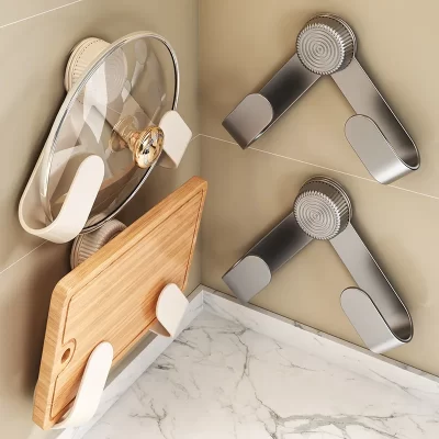 Suporte de parede para tampa de panela, suporte para tábua de cortar de cozinha, organizador de armazenamento multiuso, sem necessidade de perfuração