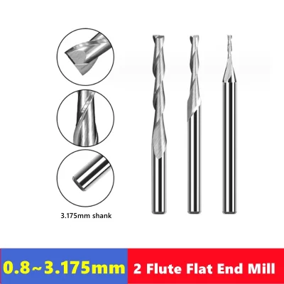 10pcs 2 Flute Flat Up Cut End Mill 3.175mm（1/8） Shank，Carbide CNC Router Engraving Bit Spiral Router Bit for Wood