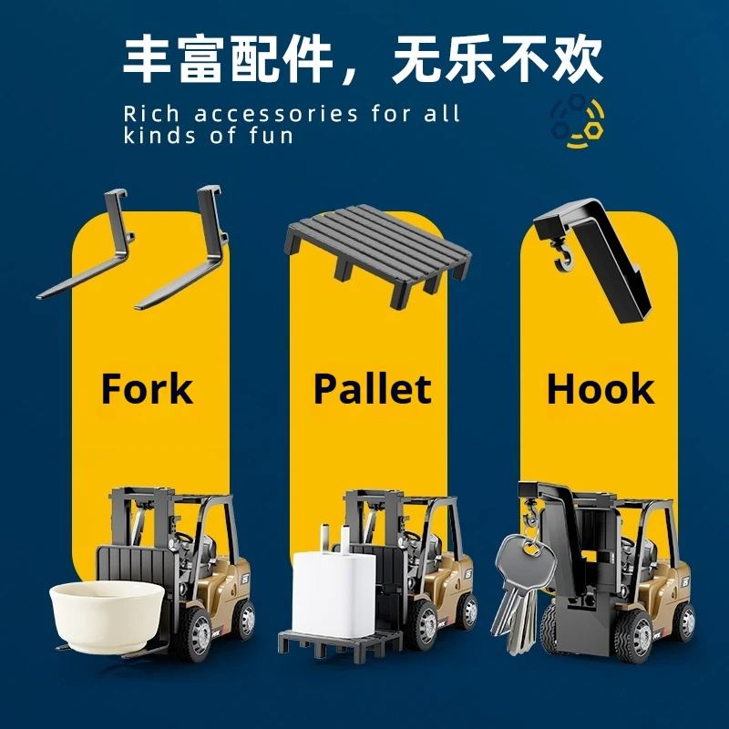 1/64 Rc Forklift Mini Semi-proportional 2.4G Rc Car Bluetooth Alloy Remote Control Engineering Vehicle Children Toys Ask Nanfeng - Image 4