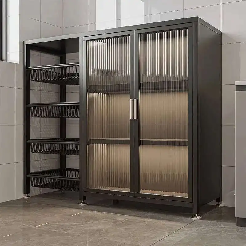 Armários de cozinha minimalistas modernos com porta armário de cozinha vegetal rack de armazenamento multifuncional armário de armazenamento multicamadas - Image 2