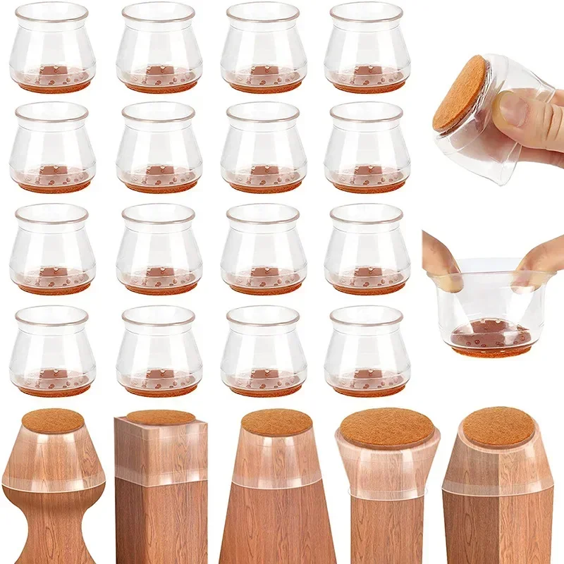 Silicone Cadeira Leg Caps, Pés Protetores Pads, Tampas De Mesa Para Móveis, Plugs De Meias, Pés De Nivelamento, Home Decor, 24 Pcs, 4 Pcs