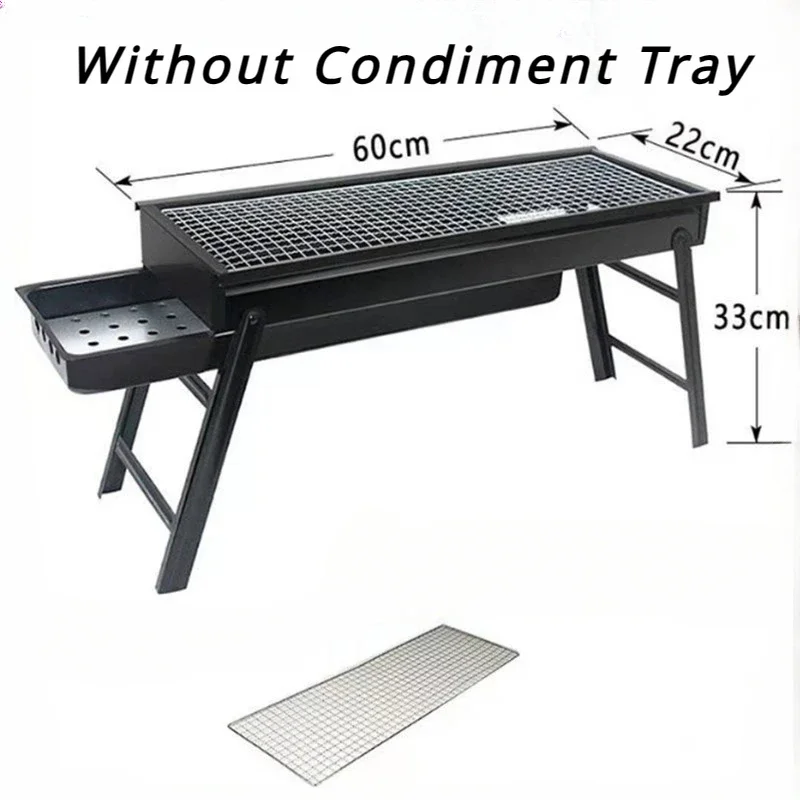 Grelha de churrasco dobrável de 60cm fora facilmente montada pátio verão praia festa máquina de torrefação de carvão com bandeja de condimentos - Image 3