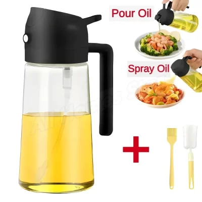 2 em 1 substituição para dispensador de óleo senhor garrafa de plástico com 2 pçs escova spray despeje cozinhar spritzer churrasco óleo spray garrafa