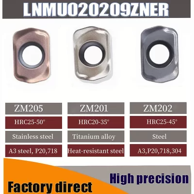 10PCS LNMU0202 Inserto de torneamento LNMU020209ZNER MJ CNC carboneto de dupla face inserção de corte de alimentação rápida ferramenta de corte LNMU0202ZER