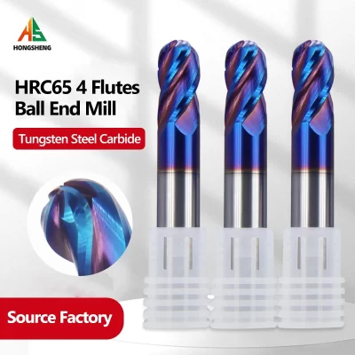 Hrc65 4 flauta bola fresa carboneto de tungstênio cortador cnc roteador bit fresa ferramenta r0.5 6mm 8mm 10-20mm para metal aço