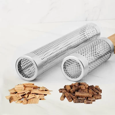 1pc aço inoxidável churrasco fumante cubo para fumar quente ou frio tubo de pelota de madeira fumante para acampamento ao ar livre ferramenta churrasco