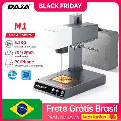 Daja m1 pro gravador a laser de fibra portátil máquina marcação negócios para o telefone móvel computador gravar todo metal plástico couro