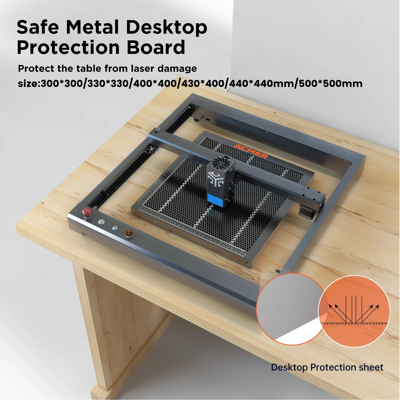 Mesa de trabalho ACMER 260*215mm 500*500mm Cama de favo de mel Placa universal Proteção de mesa Dissipação de calor para gravação a laser - Image 3
