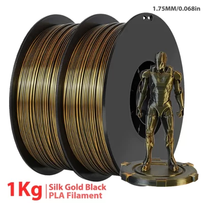 1kg Dual Colour 3D Printing Filament silk PLA BLACK GOLD 1.75MM PLA gold black Silk 2 Colours FOR 3D Printing Material 250g 500g