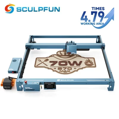 Sculpfun s70 max 70w máquina de corte gravador a laser 50l kit de assistência de ar 830*800mm área de gravação um clique foco automático para vidro