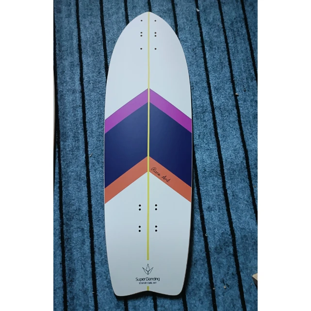 32*10 polegadas surf skate deck 16 furos podem combinar com qualquer caminhão ajustar distância entre eixos 7 camadas hard rock maples preto roxo - Image 2